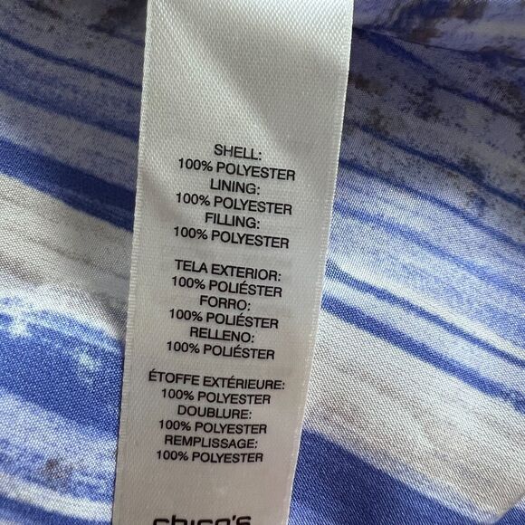 Chico's Women's Ribbed Quilted Vest Sz 2 Large White Zip Collared Pocket Lined - Picture 7 of 13